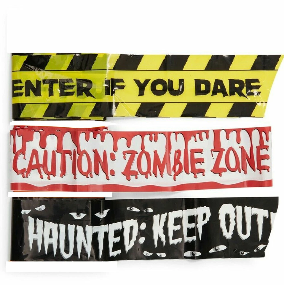 Cintas de miedo de 9,1 m x 3 decoración de terror sangriento zombi embrujado fiesta de Halloween Foto 2 de 4