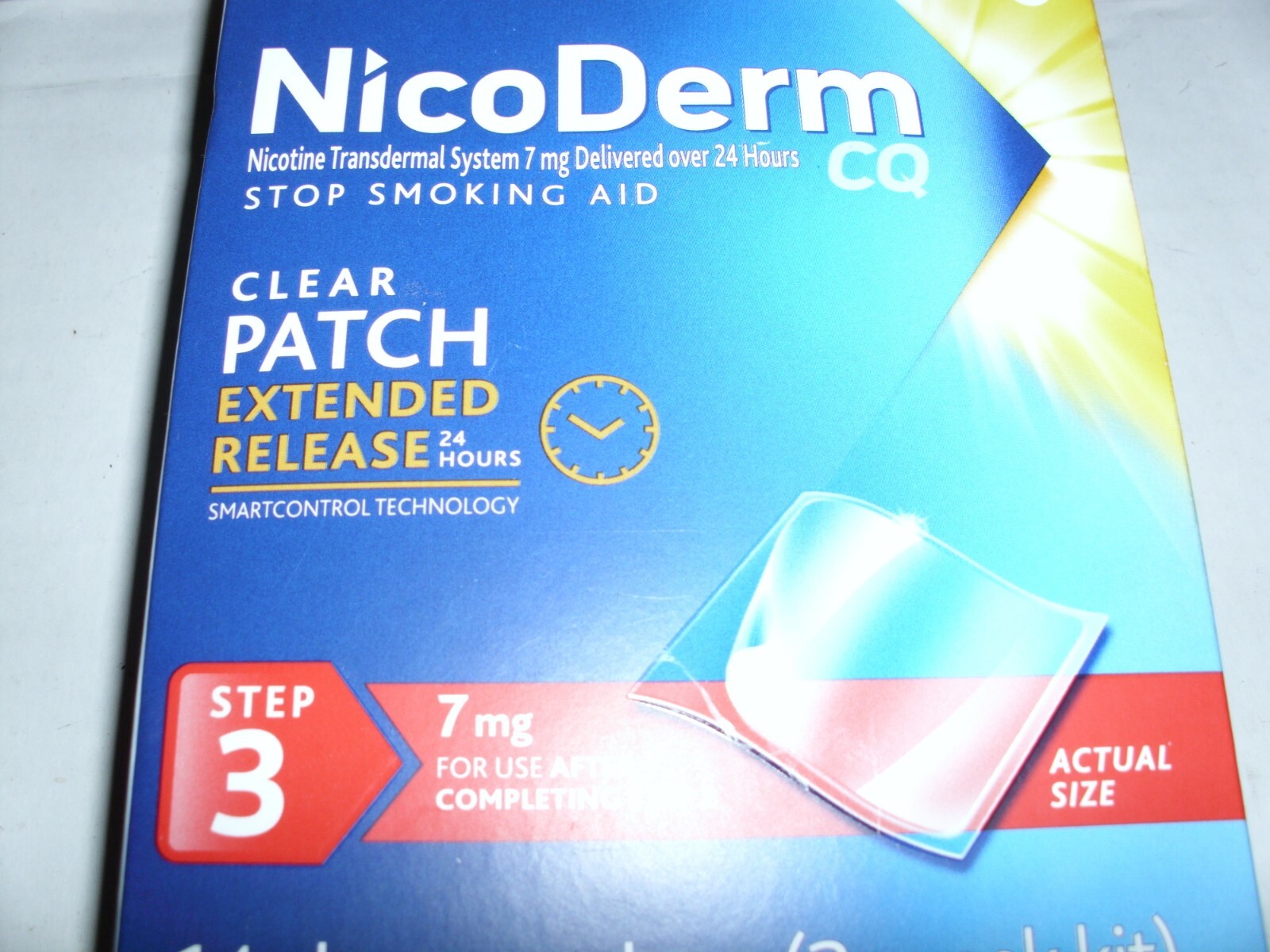 NicoDerm CQ Step 3 7mg Clear Nicotine Patch 14 Count10/2024 FREE