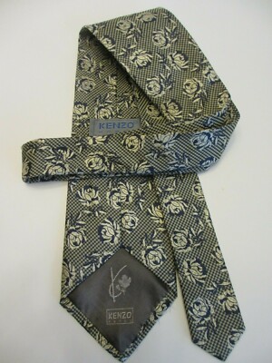 Kenzo Cravate Vintage Purple Floral Necktie Retro Silk Tie 