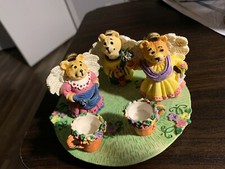 Vintage Miniature Angel Teddy Bears Gardening Tea Pot Set    Tea Set Style  
