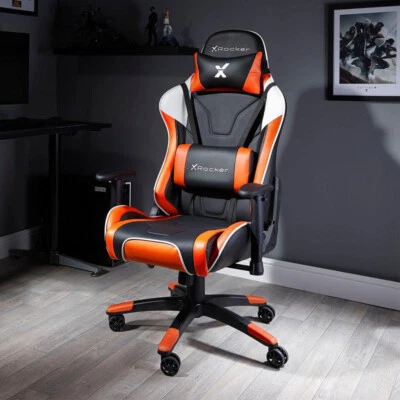 X ROCKER Agility PC Office Gaming Chair, Racing Lumbar & Neck Support - ORANGE