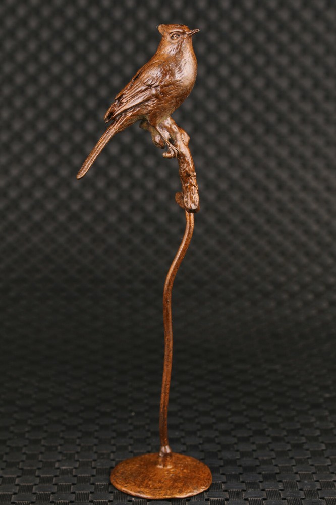 chinese red copper art handmade bird statue netsuke good stand table decor
