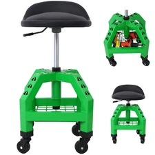 Heavy Duty Adjustable Height Mechanics Rolling Seat Garage Stool Workshop Storag