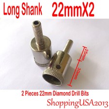 2 Pcs 22mm Diamond Drill Bits Set Hole Saw Long Shank Cutter Tool Glass Granite