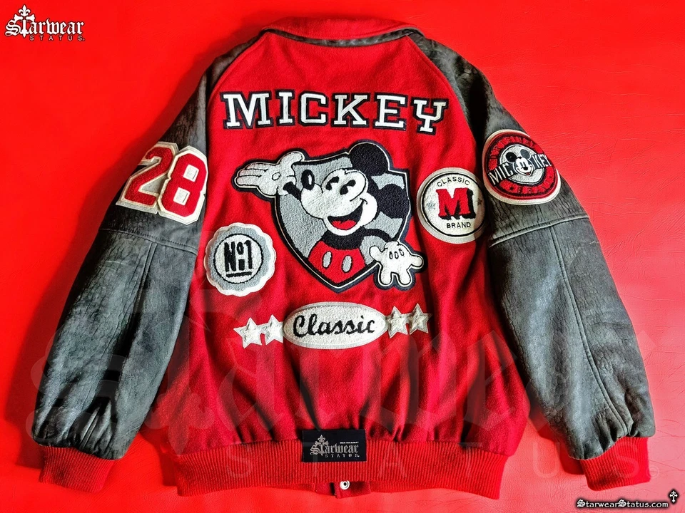 🔥RARE!! Mickey Mouse Wool Leather Letterman Jacket M - As MICHAEL JACKSON Worn! - Image 3 of 4