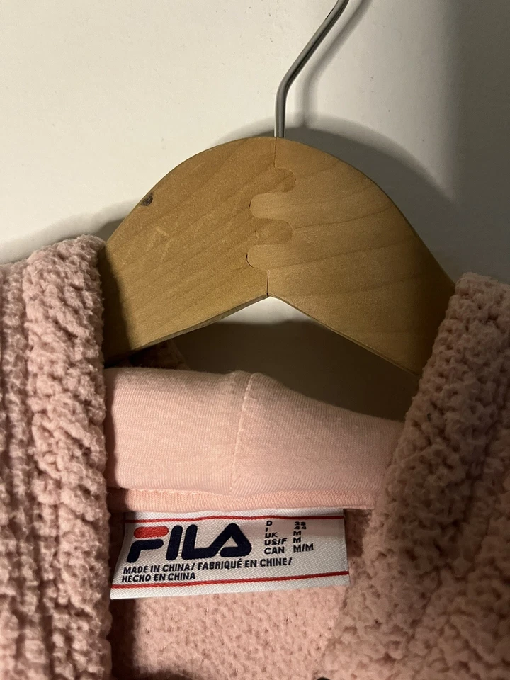 Fila Sherpa Jacket Sz Medium Pink Long Sleeve Hooded Foto 2 de 3