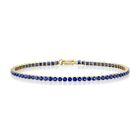 Yellow Gold Natural 3.45Ct Certified Blue Sapphire Micro Tennis Bracelet 14K