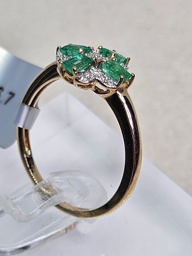 10kt Gold Emerald & White Zircon Ring Size O (2.16g) Gemporia - Picture 5 of 9
