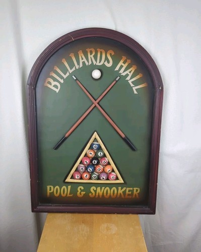 Billards Hall Pool & Snooker 3D Wood Wall Art- Arister  9" x 13" Man Cave