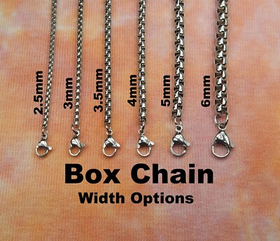 Box Chain Necklace Pure 304 Stainless Steel, Any long Short or Custom Length