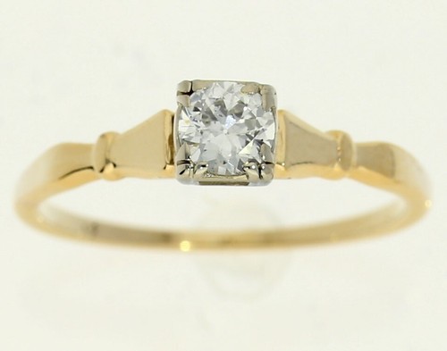Vintage Natural Diamond Solitaire Engagement Ring .35CT Gold Round Size 8.5 - Picture 3 of 8