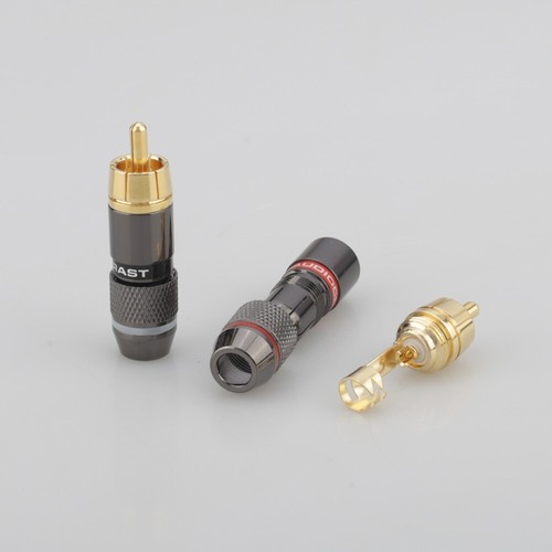 8Pcs RCA Plug Gold Plated 6mm Male Double Self-Locking Lotus Wire Connectors - Picture 6 of 14