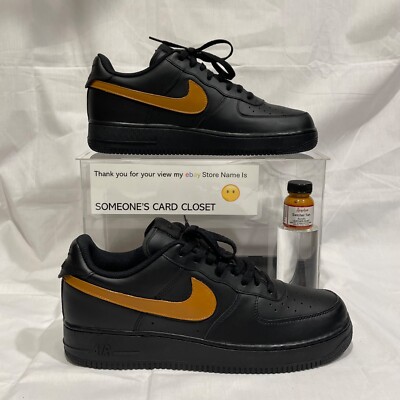 Nike Air Force 1 Low Black (Satchel Tan Custom Painted Swoosh) SC-#70B