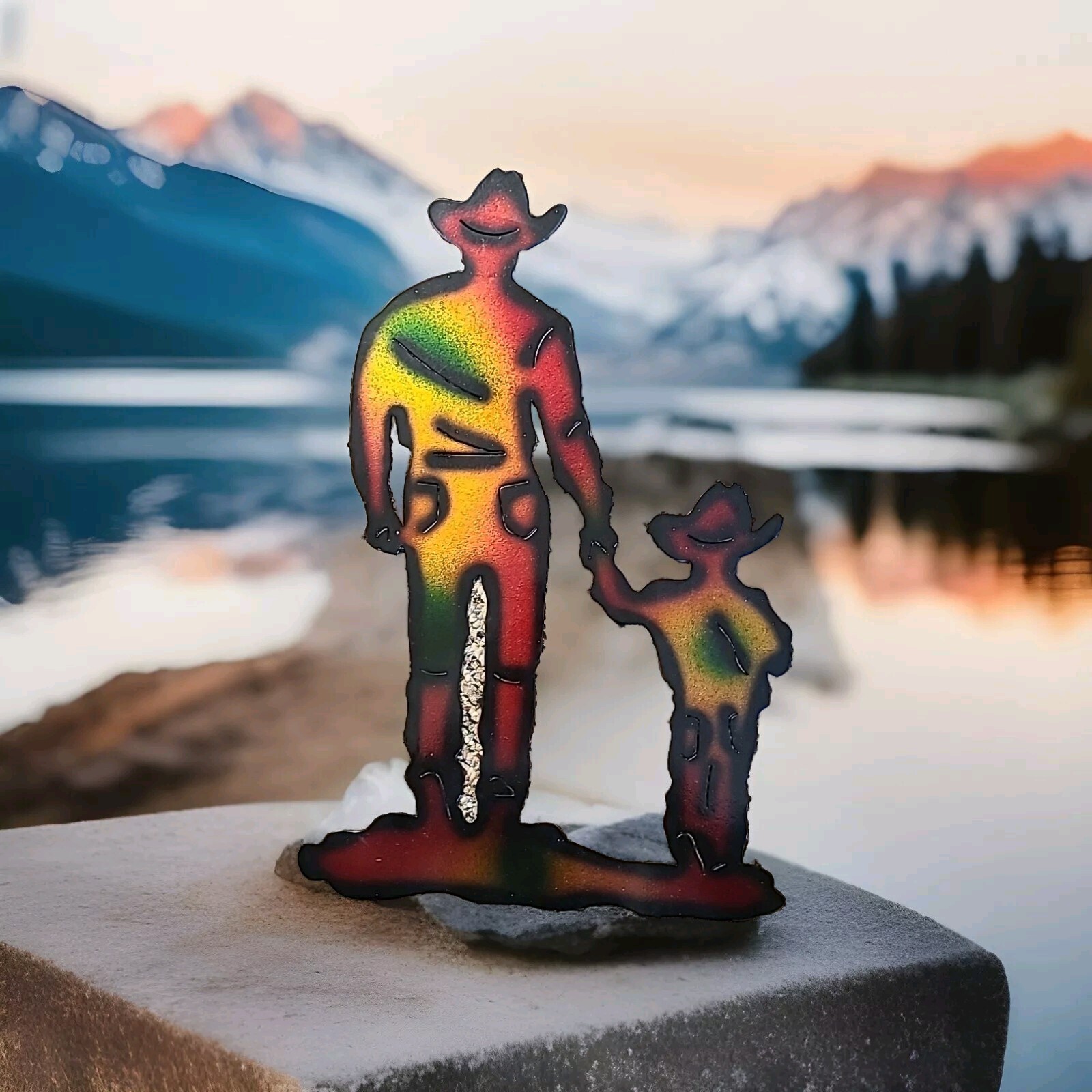 Cowboy Metal Western Decoration Father and Son.