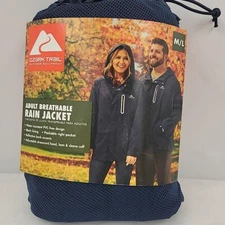 OZARK TRAIL Unisex M/L Wind Breaker Rain Jacket Hooded Lined Full Zip + Snaps