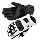 White Short Leather Knuckle Protection Motorbike Motorcycle Gloves Summer