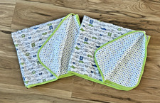 First Impressions lot of 2 green blue car truck baby receiving blanket Polka dot