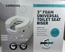 Lunderg Toilet Seat Riser for Seniors Adds 3 Inches Universal Fit White NEW