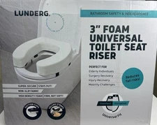 Lunderg Toilet Seat Riser for Seniors  Adds 3 Inches Universal Fit White NEW