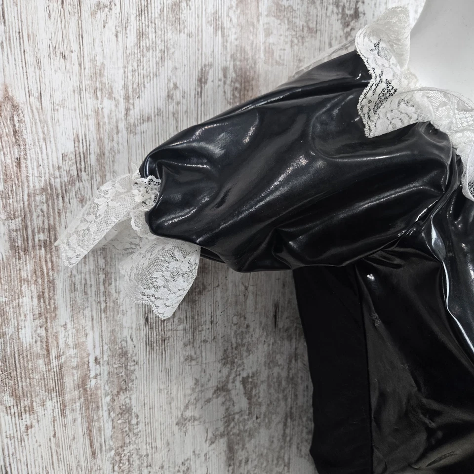 NWT VTG Size MED XTC Leather French Maid Teddy Cos Play Lingerie Or Gay Sissy - Image 3 of 4