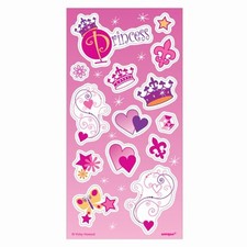 PRINCESS PARTY STICKERS 4 SHEETS  Crown Favors Tiara Fairytale Goodie Bag