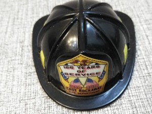 HALLIGAN Fire Helmet Bottle Opener (125 YEARS EAST ROCKAWAY FD LONG ISLAND NY)