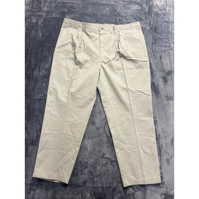 Lee Pleated Chino Pants Mens 48x30 Khaki Double Pleat Wrinkle Free Cotton New