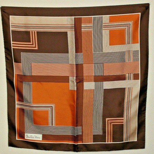 Vtg 70s Countess Mara Italy Women's Brown Silk Scarf Size-29x29 in - Picture 1 of 4