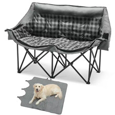 Double Camping Chair with Mats and Cup Holders Extra Padded Loveseat for 2-Prson