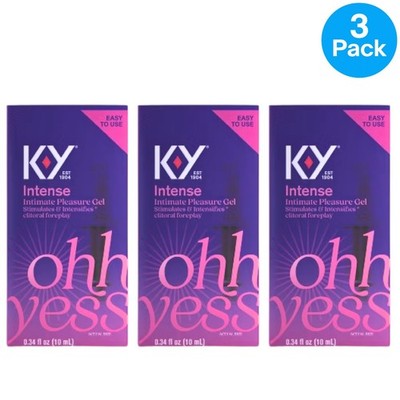 K-Y Intense Pleasure Gel 0.34 oz (10 mL) 3 Pack New Exp 07/30/2026
