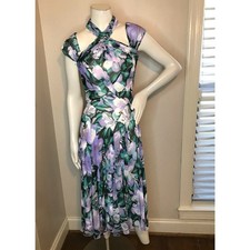 Tadashi Shoji Lavender Floral Halter Neck Hi-Low Midi Dress 8