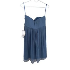 J. Crew Dress Womens Size 6 Blue 100% Silk Strapless Fit & Flare Crepe Chiffon