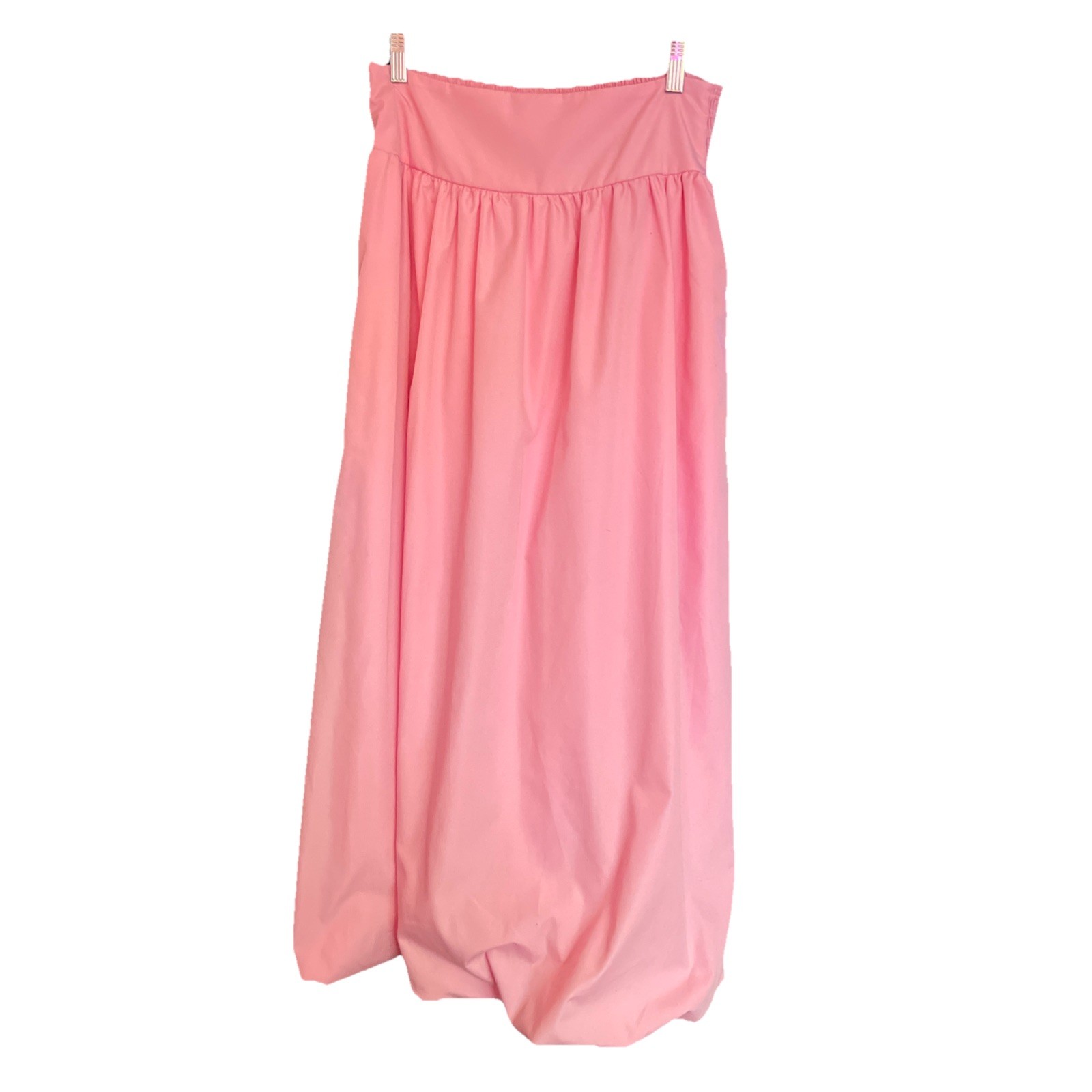 Light Pink Long Bubble Skirt Size L with Elastic Waist Fashion Style-image