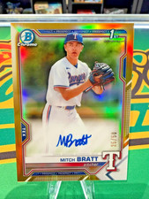 2021 Bowman Chrome Mitch Bratt Prospect Gold Refractor 25/50 Texas Rangers
