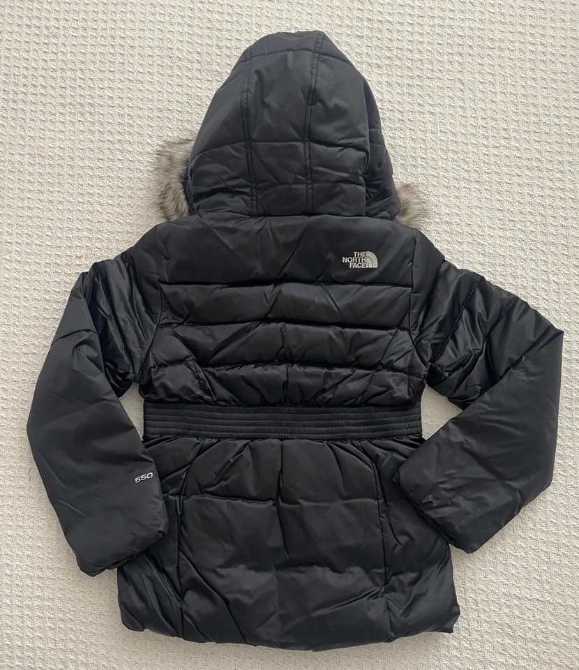 The North Face Girl Gotham 2.0 Down Puffer Jacket Hoodie Fur - Black - M (10/12) - Image 3 of 4