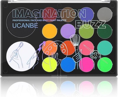 UCANBE Face Body Paint 18 Colors, Water Based Face Painting Kit with Large W...