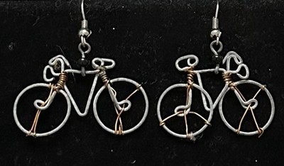 Bicycle Hook Earrings - Handmade from Recycled Wire & Copper