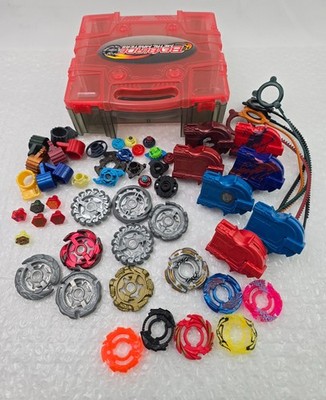 Beyblade Metal Masters Carry Case Storage Red W/ Various Parts And Launchers