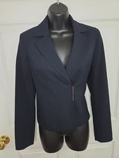 Calvin Klein Womens Snap Button Fitted Blazer Size Small Dark Navy