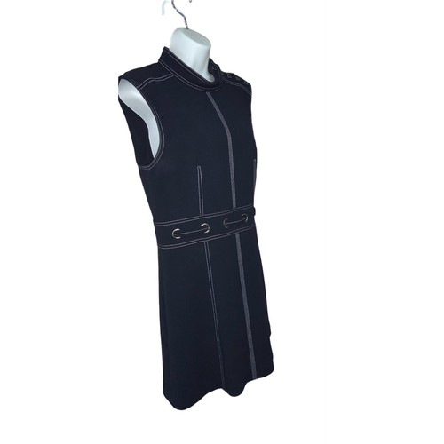 Veronica Bartkleid Nico Stehkragen Knöpfe A-Linie dunkelmarine neu ohne Etikett $ 495 #1029 - Bild 6 von 9