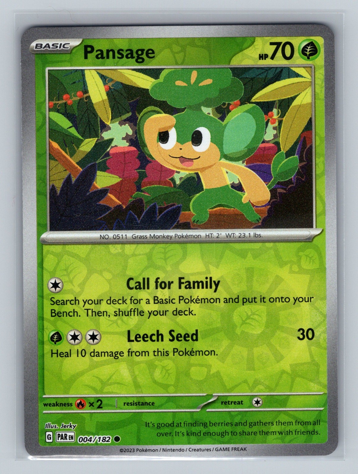 Pansage Reverse Holo Common SV04: Paradox Rift 004/182 NM