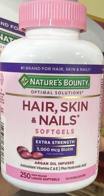 Nature's Bounty HAIR SKIN and NAILS 250 Softgels Multivitamin 5000 mcg Biotin