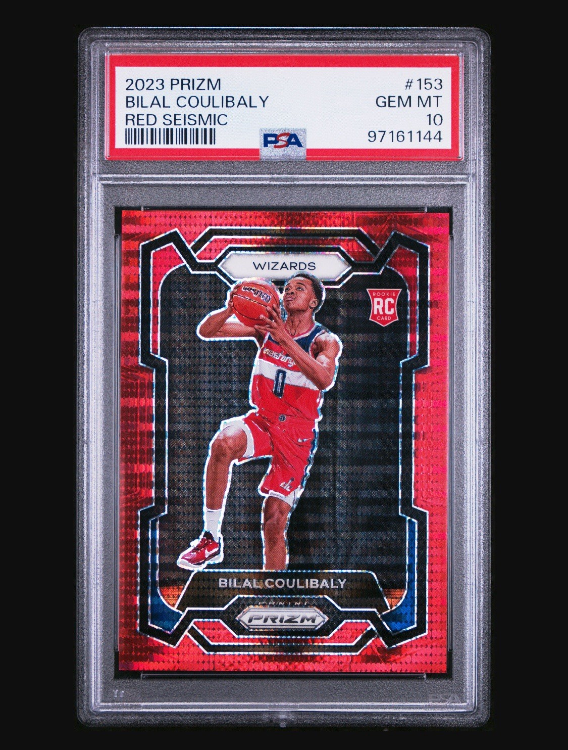 2023 Panini Prizm Bilal Coulibaly #153 Red Seismic /299 Rookie PSA 10 WIZARDS