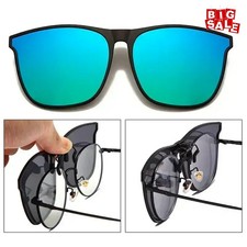Polarized Clip On Sunglasses Men Photochromic Car Driver Anti Glare Square