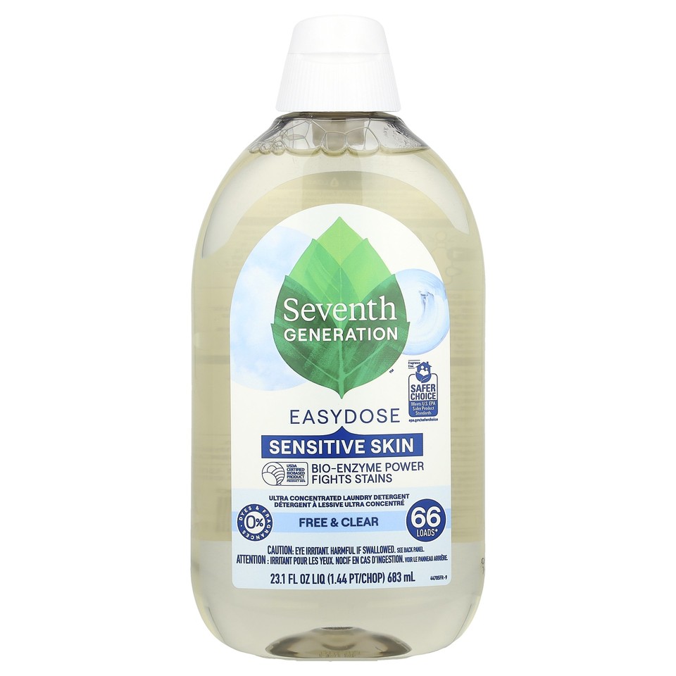 Easydose, Ultra Concentrated Laundry Detergent, Free & Clear, 66 Loads, 23.1 fl