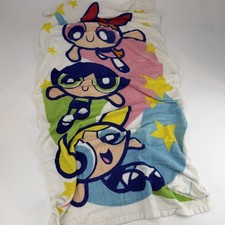 Vintage Powerpuff Girls Beach Towel 2000s Cartoon Network Blossom Bubbles 54x28