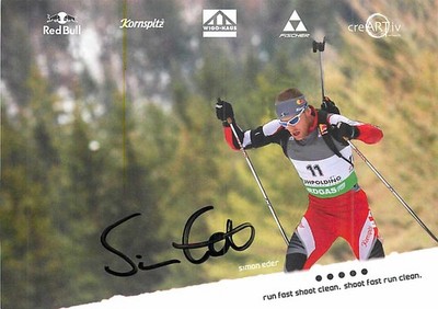 Simon Eder Autograph Card Biathlon Olympic World Cup Austria Signed