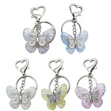 Transparent Butterfly Keychain Colorful Key Chain Pendant Acrylic Clear Keyring