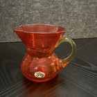 Lovely Vtg Rainbow Crackle Glass Amberina Pitcher 4.50" w/Sticker