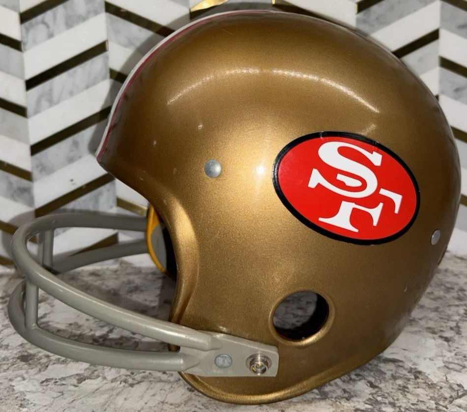 复古 Rawlings 旧金山 49 人队橄榄球头盔 NFL 大号 8-89 — 第 3/4 张图片